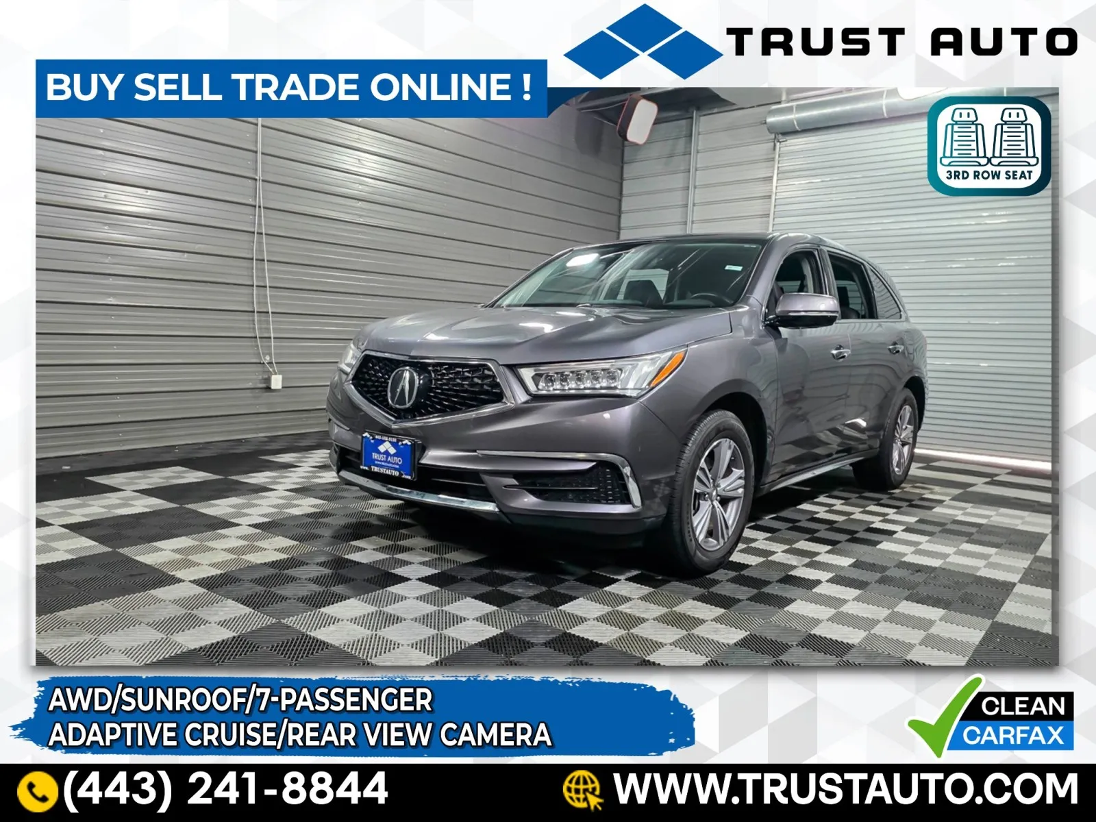 Gray 2020 Acura MDX SH-AWD 7-Passenger SUV for sale in Sykesville, MD