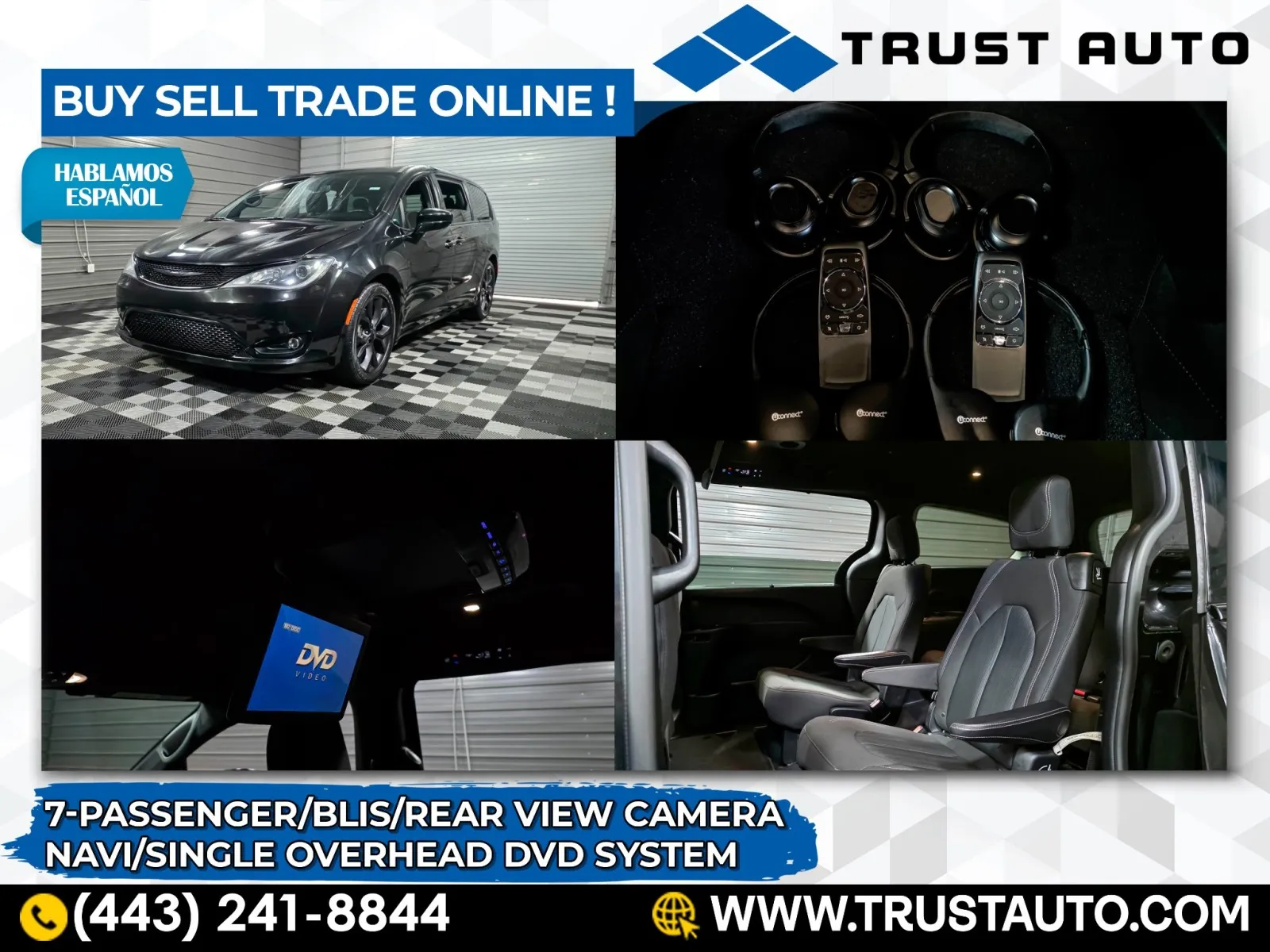 Black 2020 Chrysler Pacifica Touring 7-Passenger Minivan/Van for sale in Sykesville, MD