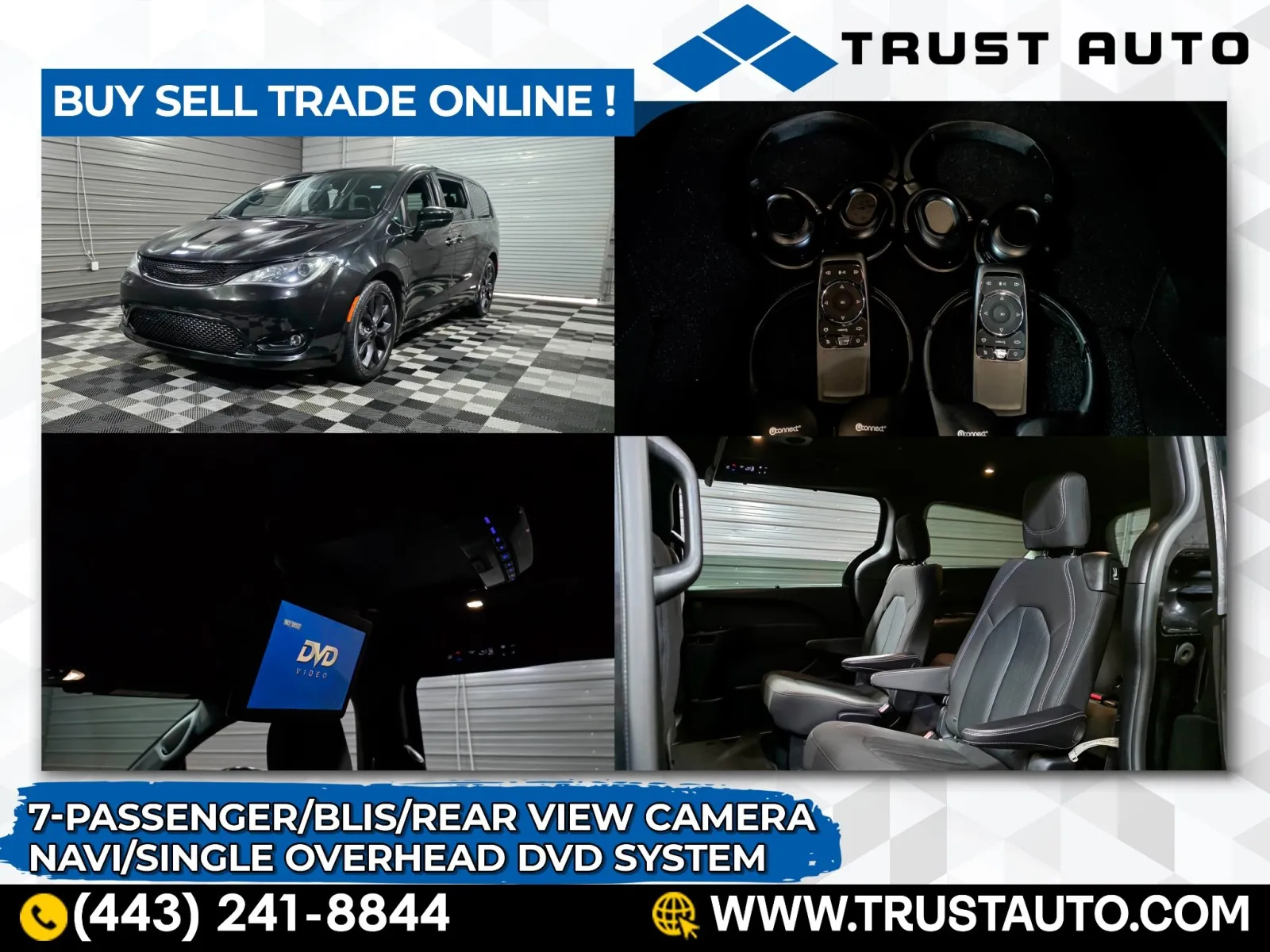 Black 2020 Chrysler Pacifica Touring 7-Passenger Minivan/Van for sale in Sykesville, MD