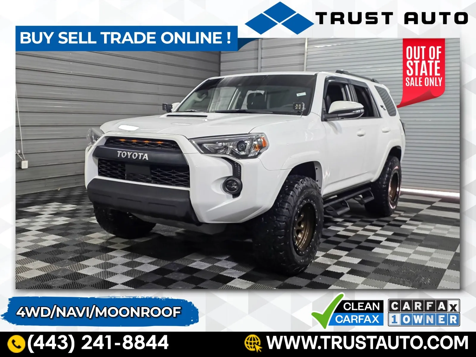 White 2021 Toyota 4Runner TRD Off Road Premium 4WD SUV for sale in Sykesville, MD