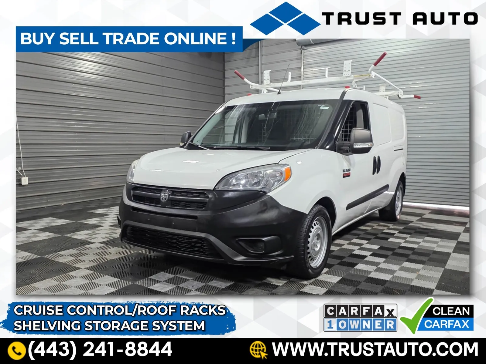 White 2019 Ram ProMaster City Cargo Tradesman Minivan/Van w/Shelving Storage System for sale in Sykesville, MD