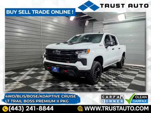 White 2023 Chevrolet Silverado 1500 LT Trail Boss 4WD Crew Cab Pickup Truck w/Premium 2 Pkg for sale in Sykesville, MD