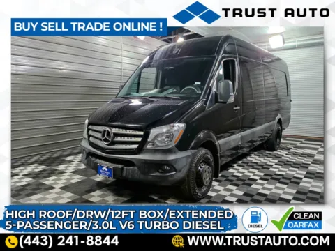 Black 2017 Mercedes-Benz Sprinter 3500XD Crew 170''WB DRW High Roof Extended 3.0L V6 Turbo Diesel Minivan/Van for sale in Sykesville, MD