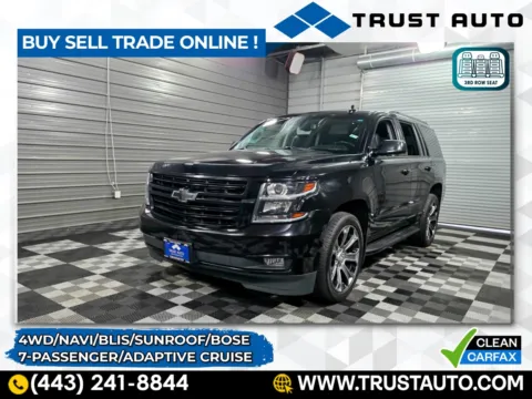 Black 2019 Chevrolet Tahoe Premier 4WD 7-Passenger Luxury SUV for sale in Sykesville, MD