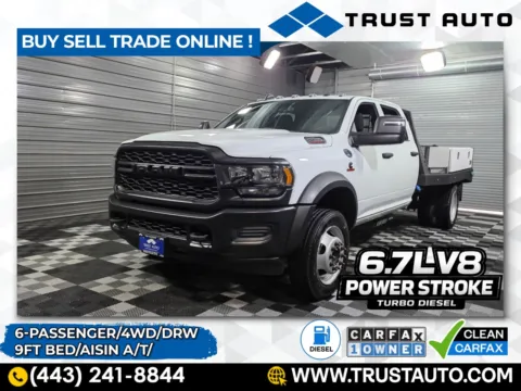 White 2023 Ram 4500 Chassis Tradesman Crew Cab 4WD Flatbed Pickup Truck for sale in Sykesville, MD