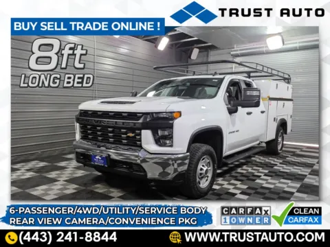 White 2022 Chevrolet Silverado 2500HD Work Truck 4WD Double Cab 8FT Long Bed 6.6L V8 Utility/Service for sale in Sykesville, MD