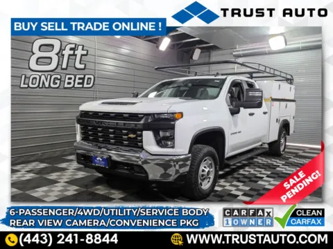 White 2022 Chevrolet Silverado 2500HD Work Truck 4WD Double Cab 8FT Long Bed 6.6L V8 Utility/Service for sale in Sykesville, MD