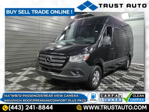 Black 2022 Mercedes-Benz Sprinter 2500 12-Passenger 144''WB High Roof HO Diesel Minivan/Van w/Comfort Plus Pkg for sale in Sykesville, MD