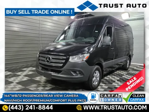 Black 2022 Mercedes-Benz Sprinter 2500 12-Passenger 144''WB High Roof HO Diesel Minivan/Van w/Comfort Plus Pkg for sale in Sykesville, MD