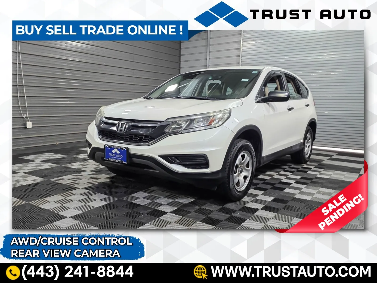 White 2016 Honda CR-V LX AWD SUV for sale in Sykesville, MD