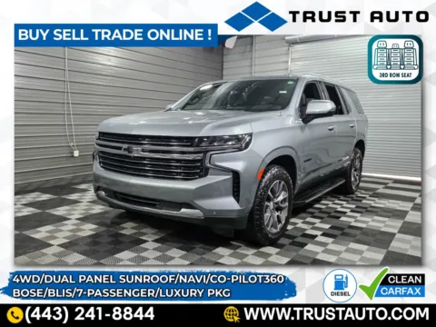 Gray 2023 Chevrolet Tahoe LT 4WD 7-Passenger Duramax Turbo Diesel SUV w/Luxury Pkg for sale in Sykesville, MD