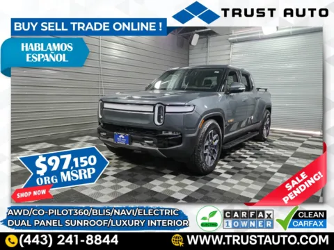Silver 2023 Rivian R1T Adventure Quad-Motor AWD Electric Pickup Truck for sale in Sykesville, MD