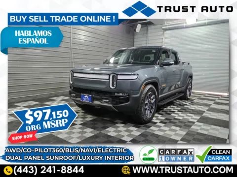 Silver 2023 Rivian R1T Adventure Quad-Motor AWD Electric Pickup Truck for sale in Sykesville, MD