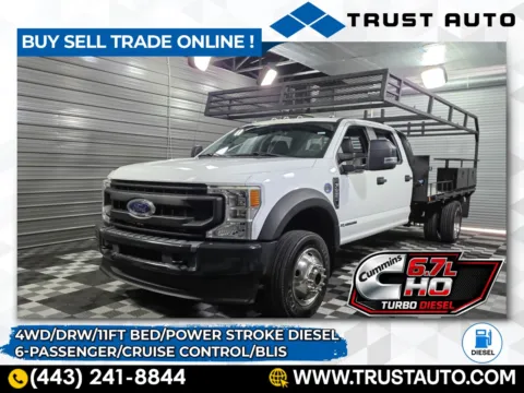 White 2020 Ford Super Duty F-450 Flatbed XL 4WD DRW Crew Cab Dually 11FT Bed Power Stroke Diesel Pickup Truck for sale in Sykesville, MD