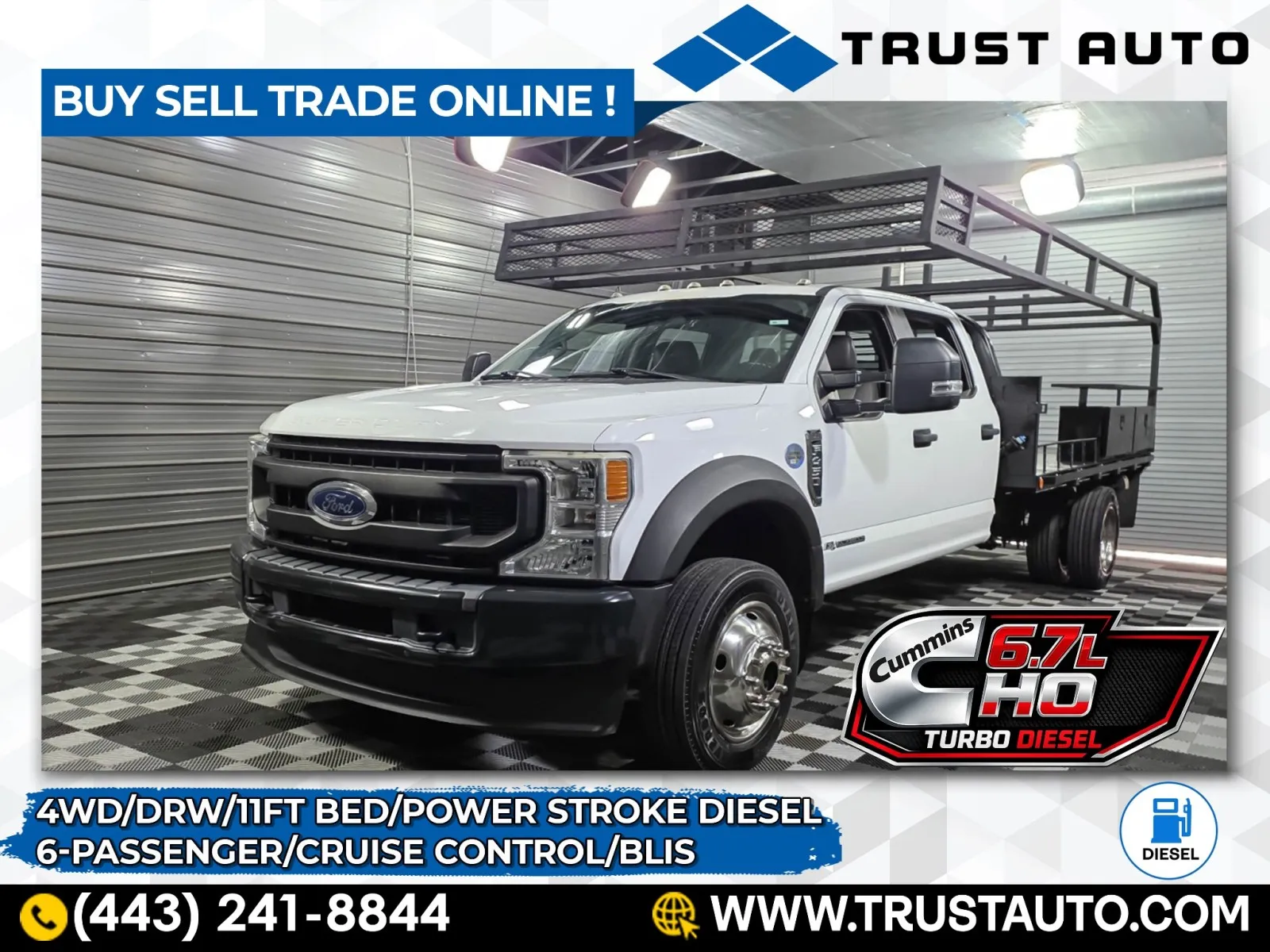 White 2020 Ford Super Duty F-450 Flatbed XL 4WD DRW Crew Cab Dually 11FT Bed Power Stroke Diesel Pickup Truck for sale in Sykesville, MD