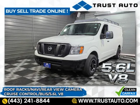 White 2018 Nissan NV2500 HD Cargo SV V8 Standard Roof Minivan/Van for sale in Sykesville, MD