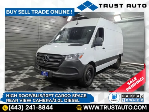 White 2019 Mercedes-Benz Sprinter 3500 Cargo 144''WB High Roof 10FT Diesel Minivan/Van for sale in Sykesville, MD