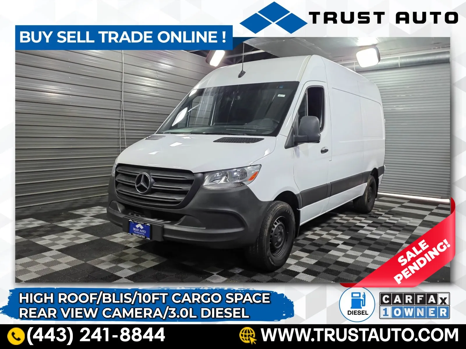 2019 Mercedes-Benz Sprinter 3500 Cargo 144''WB High Roof 10FT Diesel Minivan/Van for sale in Sykesville, MD