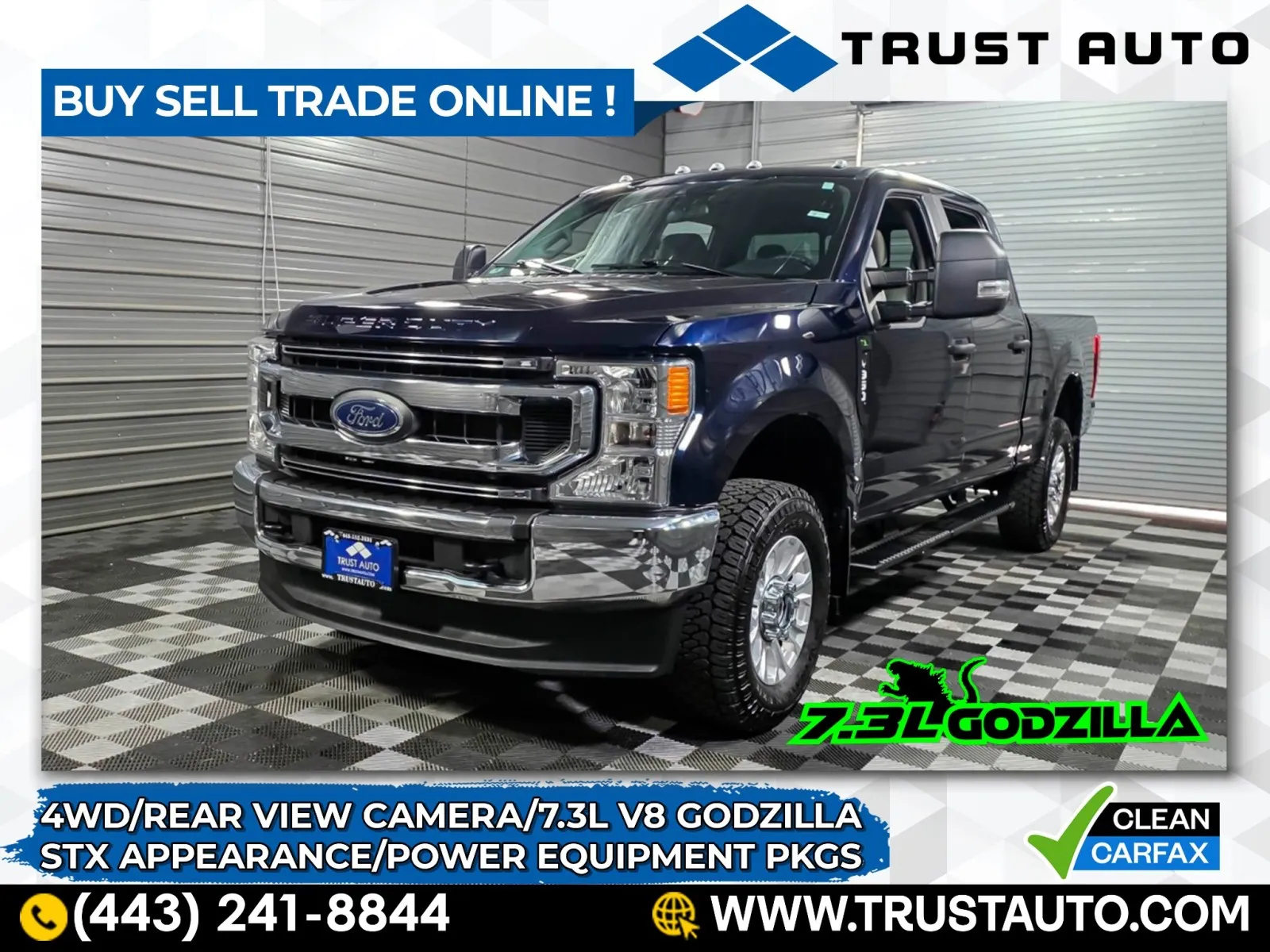 Blue 2022 Ford Super Duty F-350 SRW XL 4WD Crew Cab 7.3L V8 Godzilla Pickup Truck w/STX Appearance Pkg for sale in Sykesville, MD