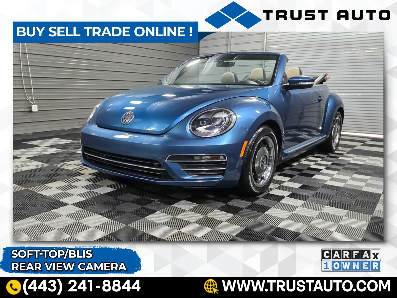 Blue 2018 Volkswagen Beetle 2.0T S Soft-Top Convertible for sale in Sykesville, MD