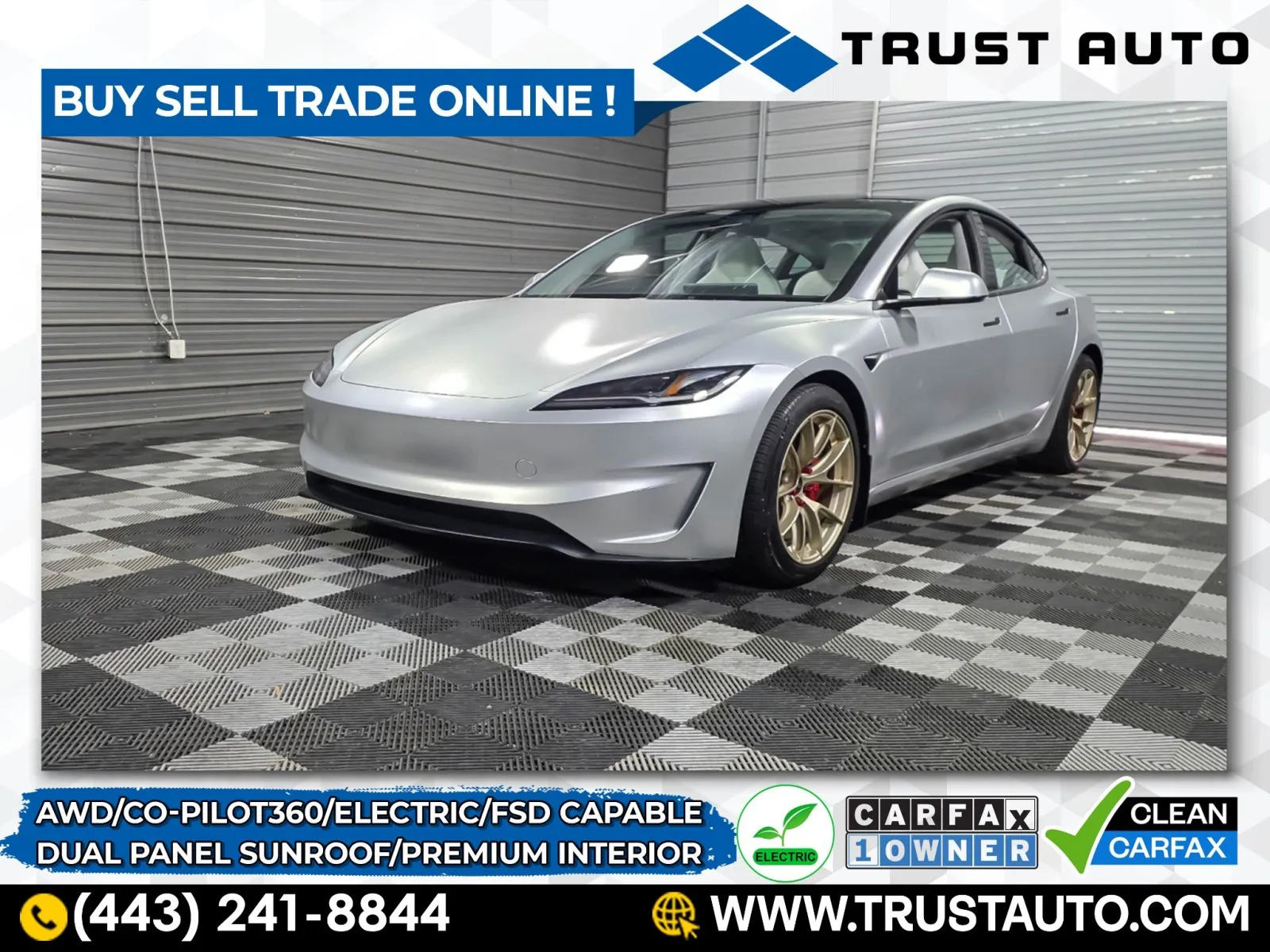 Silver 2024 Tesla Model 3 Performance AWD Electric Luxury Sedan for sale in Sykesville, MD