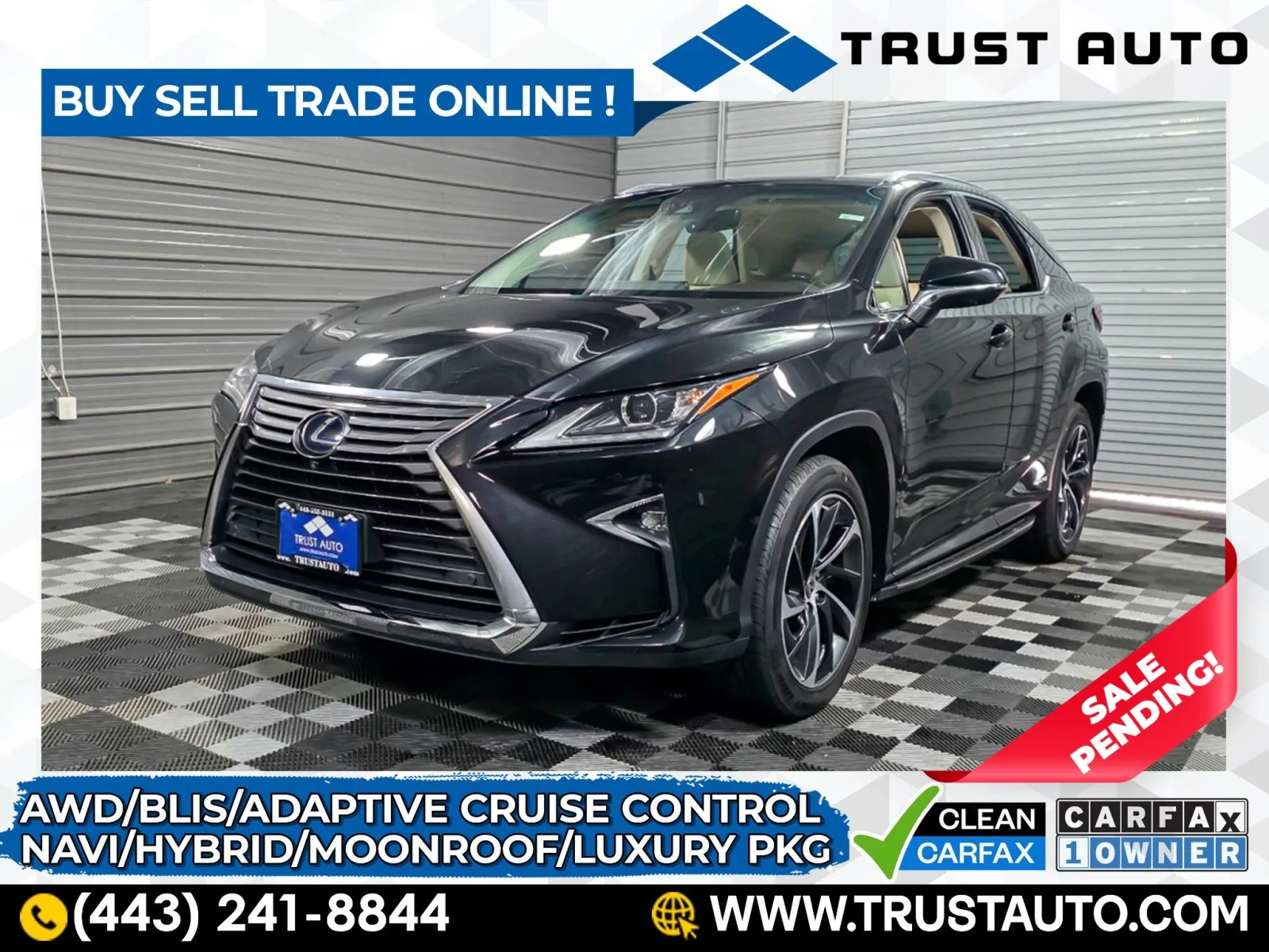 2018 Lexus RX 450h AWD Hybrid SUV w/Luxury Pkg for sale in Sykesville, MD