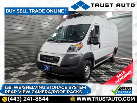 White 2021 Ram ProMaster 2500 Cargo 159''WB High Roof Minivan/Van w/Shelving Storage System/Roof Rac for sale in Sykesville, MD