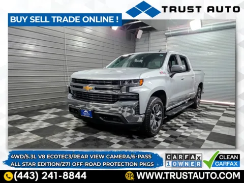 Silver 2021 Chevrolet Silverado 1500 LT 4WD Crew Cab 5.3L V8 Ecotec 3 Pickup Truck w/All Star Edition/Z71 Off-Road and Protection Pkgs for sale in Sykesville, MD