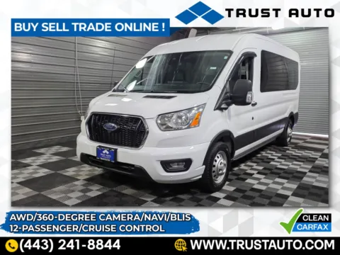 White 2022 Ford Transit T-350 12-Passenger XLT 148''WB AWD Medium Roof Minivan/Van for sale in Sykesville, MD