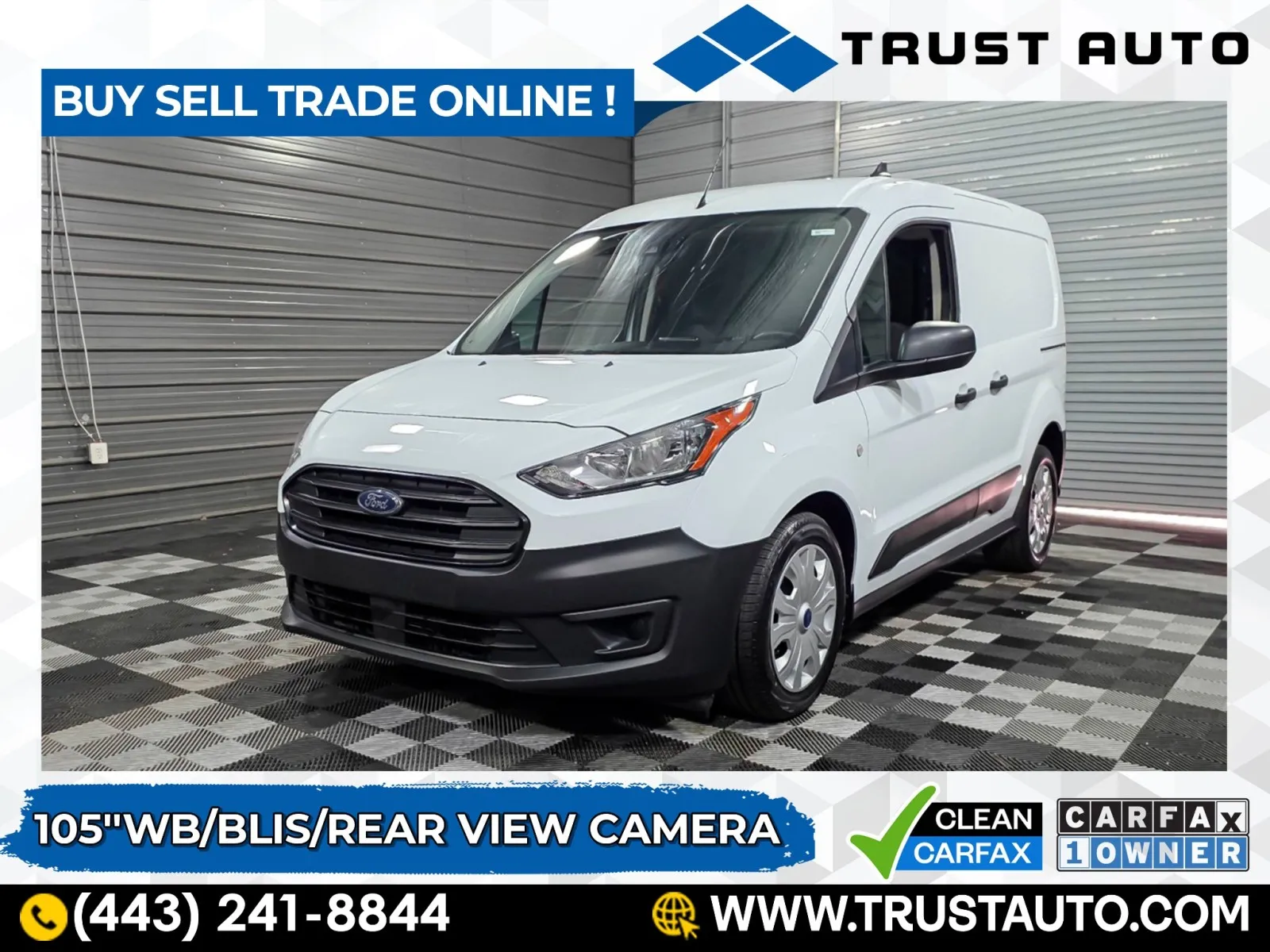 White 2023 Ford Transit Connect Cargo XL 105''WB Minivan/Van w/Rear Symmetrical Doors for sale in Sykesville, MD