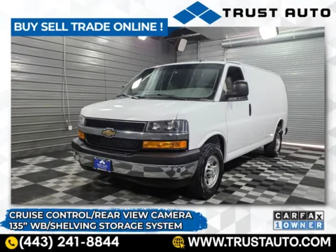 White 2021 Chevrolet Express 2500 Cargo 135'' WB Minivan/Van w/Shelving Storage System for sale in Sykesville, MD
