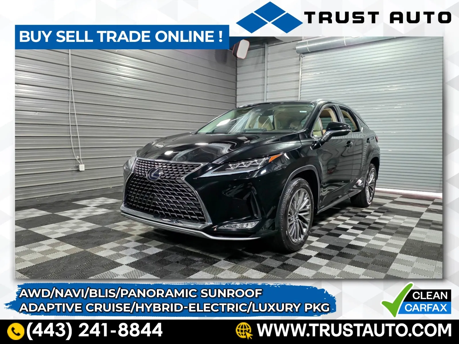 Black 2020 Lexus RX 450h AWD Hybrid-Electric SUV w/Luxury Pkg for sale in Sykesville, MD