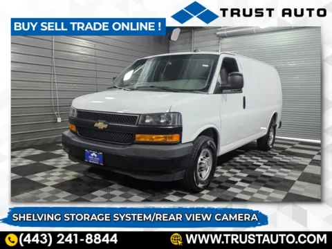 White 2020 Chevrolet Express 2500 Cargo 135''WB Low Roof Minivan/Van w/Shelving Storage System for sale in Sykesville, MD