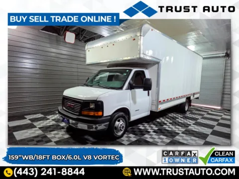 White 2017 GMC Savana 4500 Cutaway Commercial 159''WB DRW Dually 18FT Box Commercial/Utility/Service/BayBridge/Van for sale in Sykesville, MD