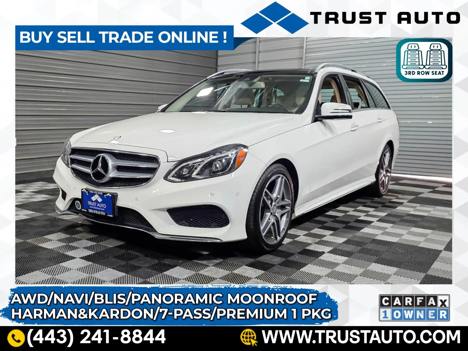 White 2016 Mercedes-Benz E-Class E 350 4MATIC Sport AWD Luxury Wagon w/Premium 1 Pkg for sale in Sykesville, MD