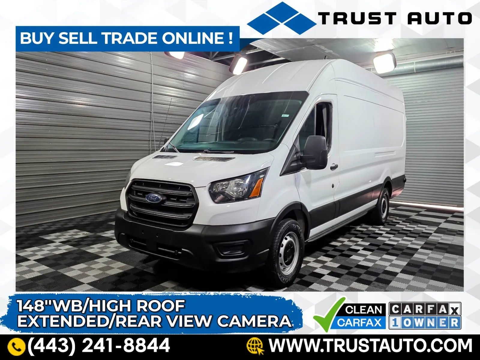 White 2020 Ford Transit T-250 Cargo 148''WB High Roof Extended Minivan/Van for sale in Sykesville, MD