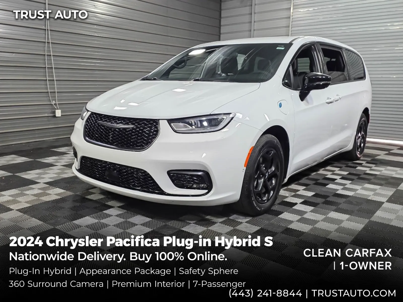 White 2024 Chrysler Pacifica Plug-in Hybrid S Appearance 7-Passenger Minivan/Van w/Appearance Pkg for sale in Sykesville, MD