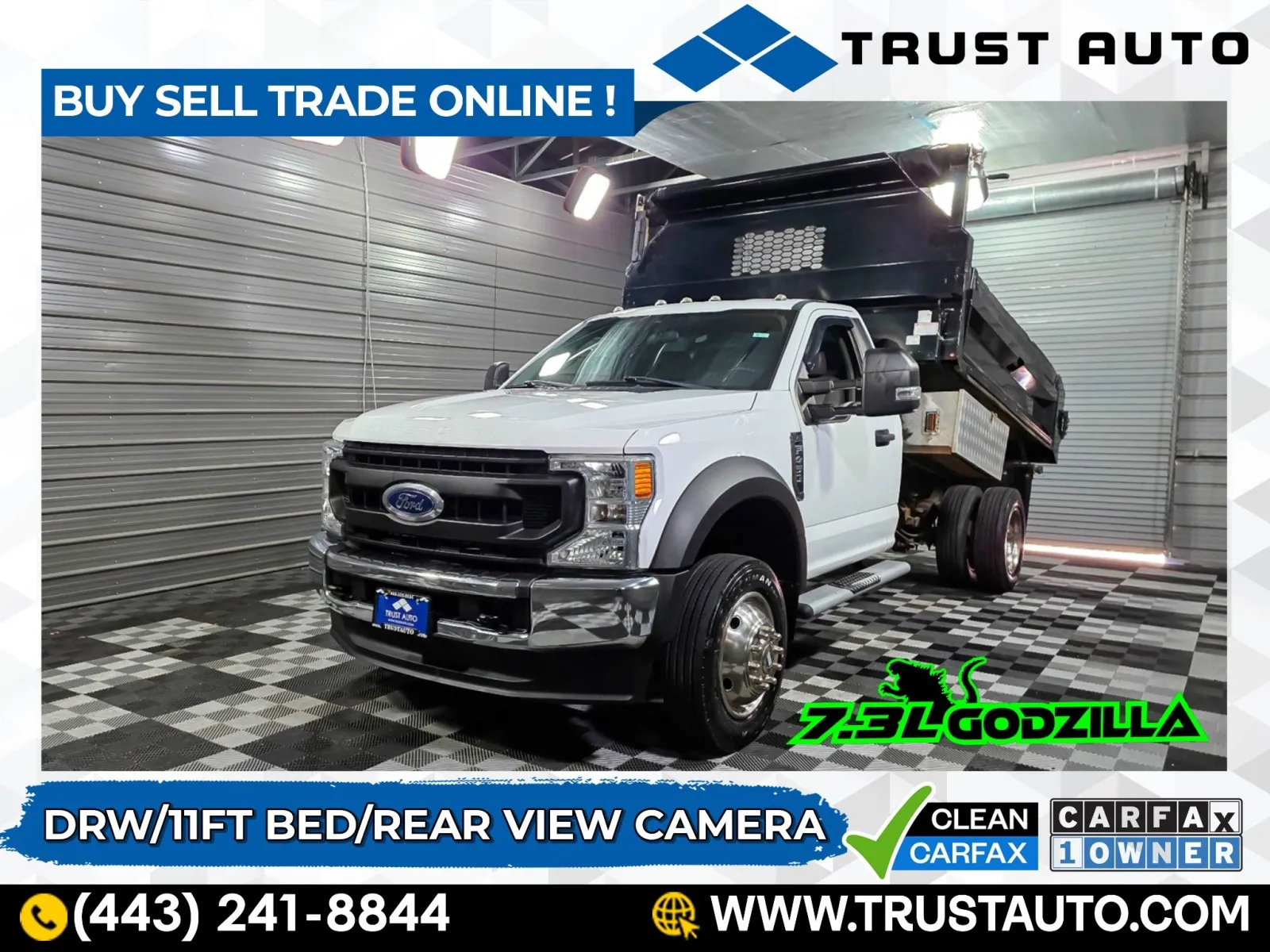 White 2020 Ford F-450 Super Duty Chassis XL 169'WB Regular Cab DRW Dump Bed Truck for sale in Sykesville, MD