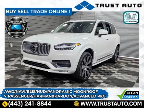 White 2022 Volvo XC90 Inscription AWD 7-Passenger Luxury SUV w/Advanced Pkg for sale in Sykesville, MD