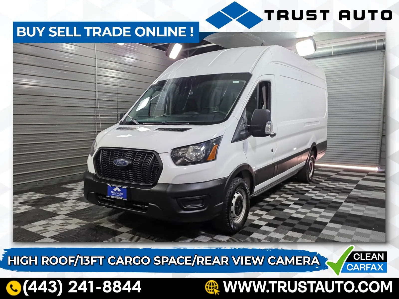 White 2021 Ford Transit T-250 Cargo 148''WB High Roof 13FT Bed Minivan/Van for sale in Sykesville, MD