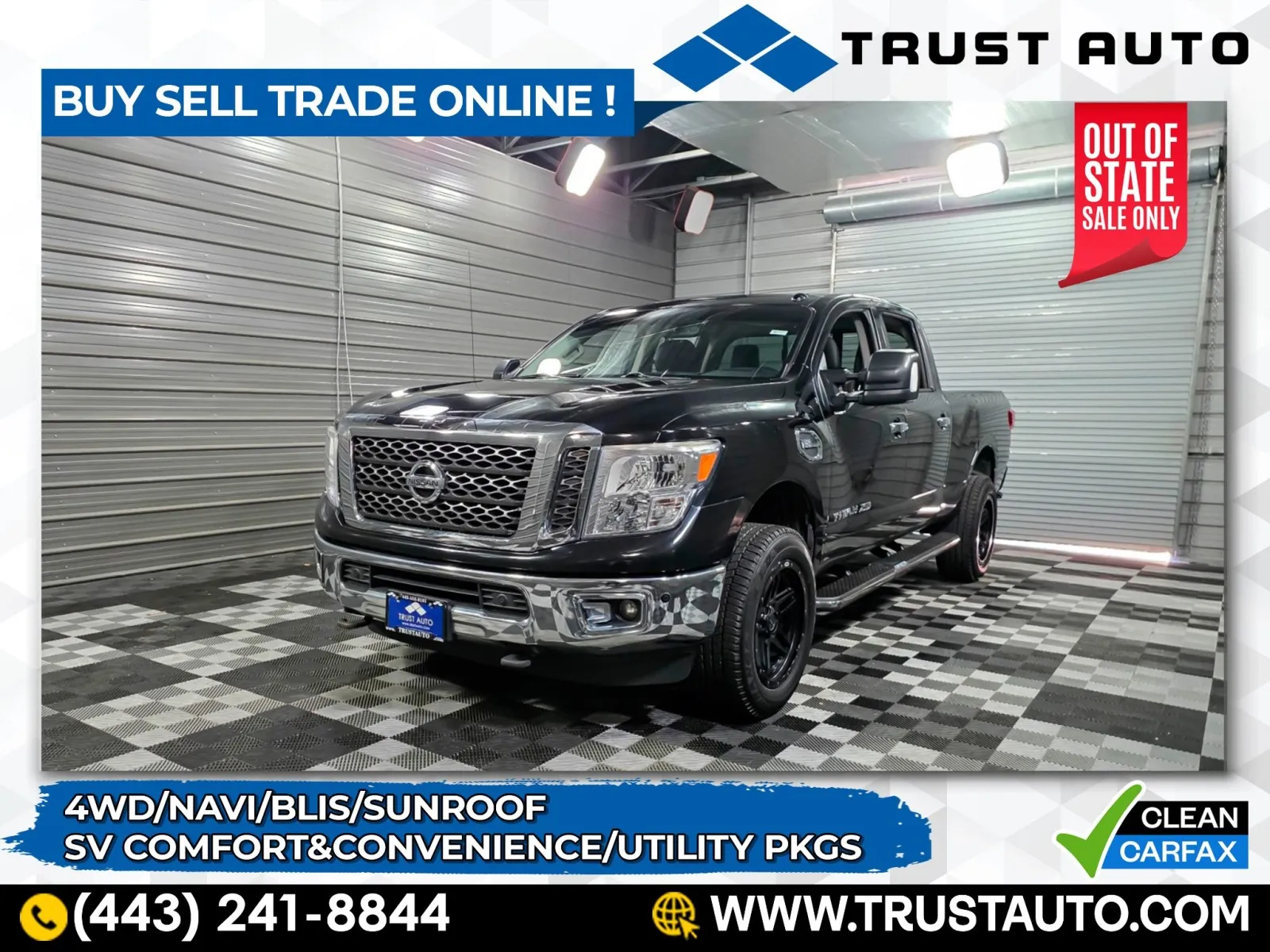 Black 2017 Nissan Titan XD SV 4WD Crew Cab Pickup Truck w/Comfort & Convenience Pkg for sale in Sykesville, MD
