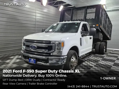 White 2021 Ford F-350 Super Duty Chassis XL 169''WB Regular Cab 12FT Dump Bed Truck for sale in Sykesville, MD