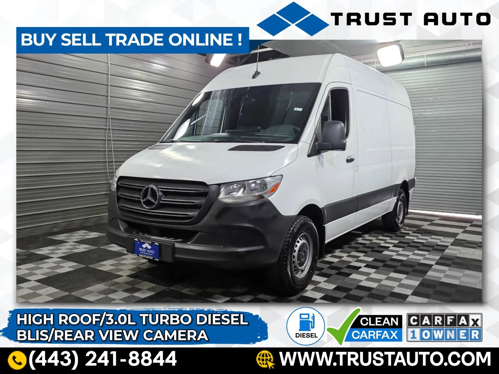 White 2020 Mercedes-Benz Sprinter 2500 Cargo 144''WB High Roof Diesel Minivan/Van for sale in Sykesville, MD