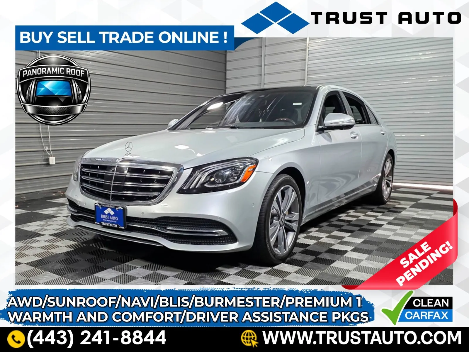 2018 Mercedes-Benz S-Class S 450 4MATIC AWD Luxury Sedan w/Premium 1 Pkg for sale in Sykesville, MD