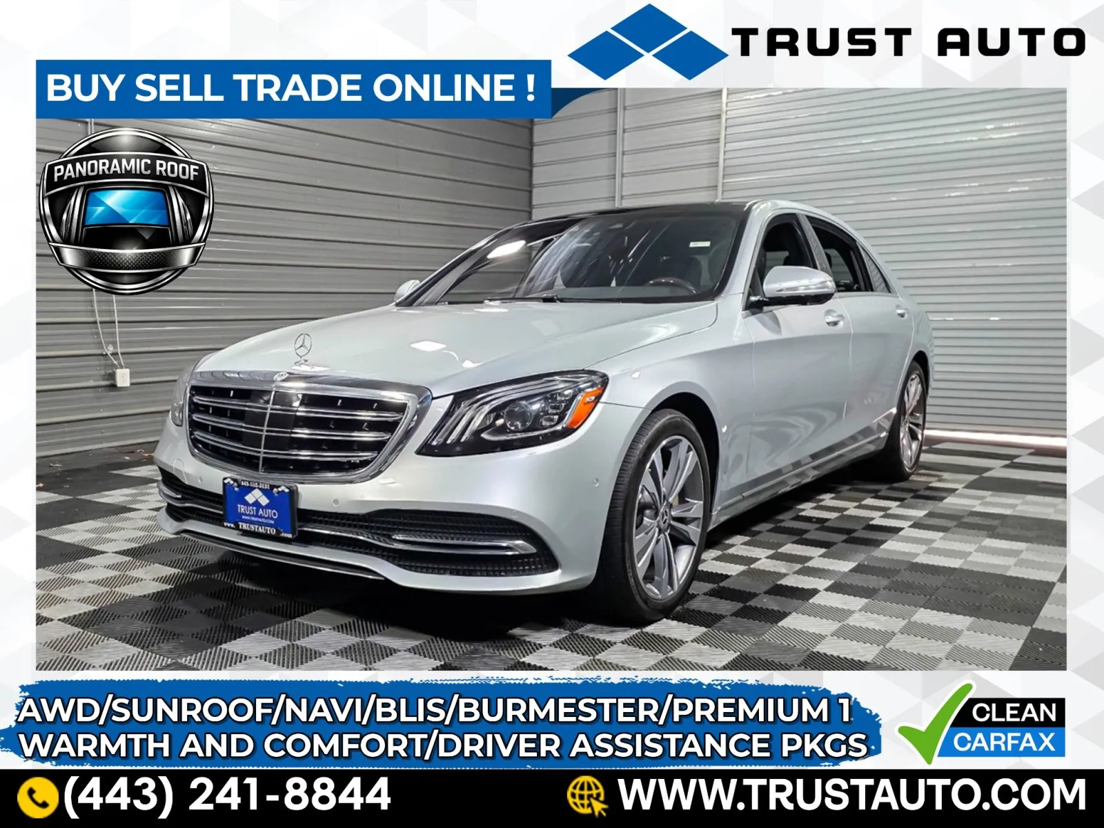 2018 Mercedes-Benz S-Class S 450 4MATIC AWD Luxury Sedan w/Premium 1 Pkg