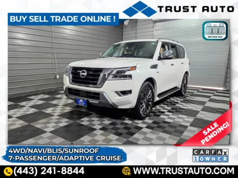White 2021 Nissan Armada Platinum 4WD 7-Passenger Luxury SUV for sale in Sykesville, MD