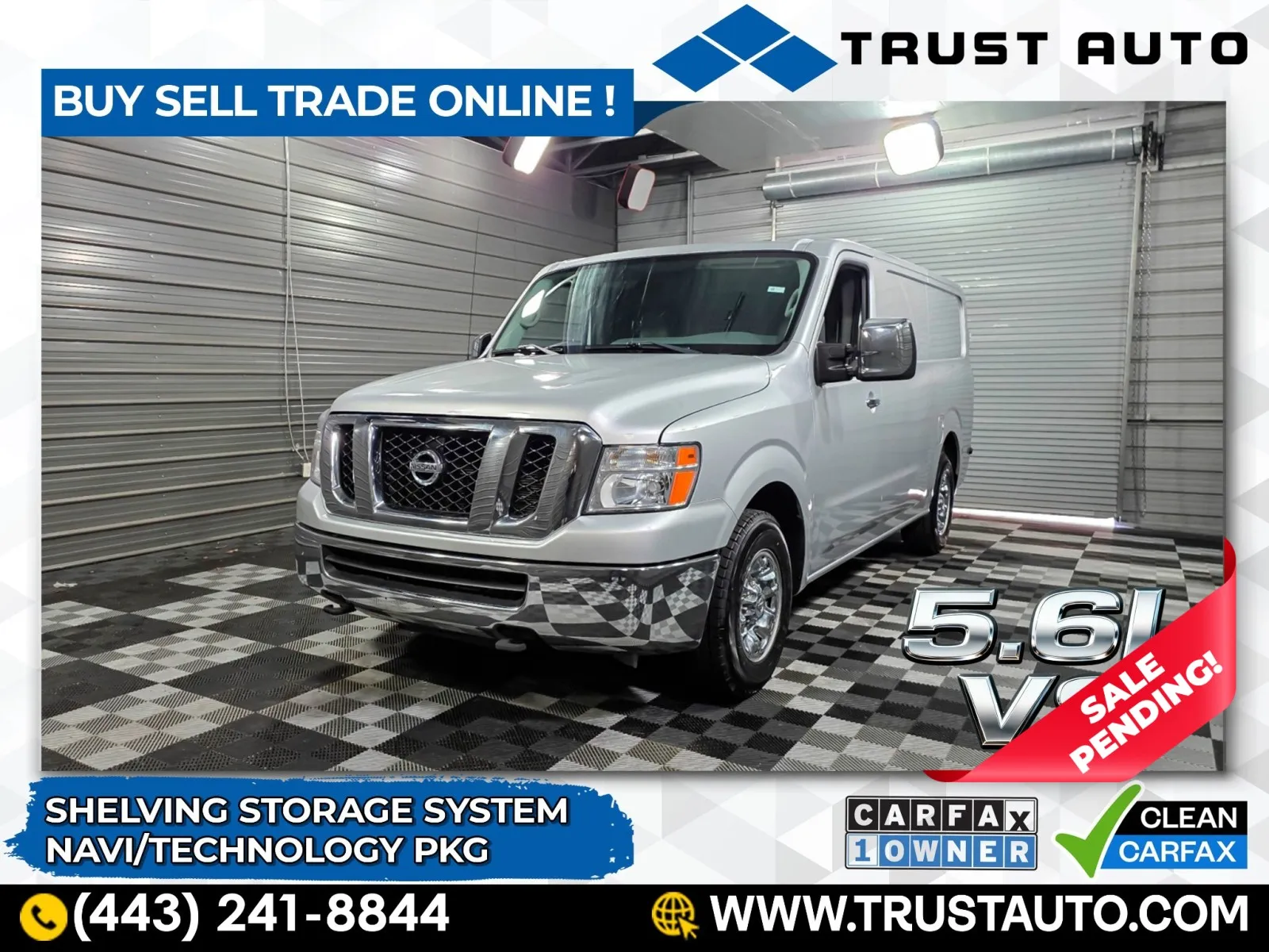 2017 Nissan NV3500 HD Cargo SL Standard Roof Minivan/Van w/Shelving Storage System for sale in Sykesville, MD