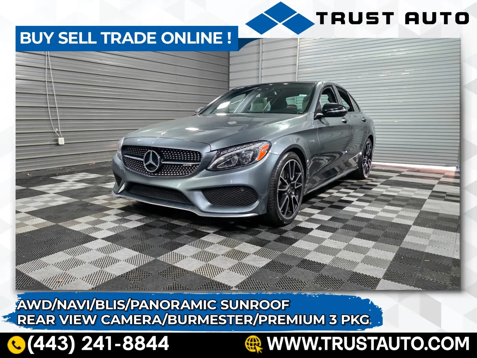 Gray 2017 Mercedes-Benz C-Class AMG C 43 4MATIC AWD Sedan w/Premium 3 Pkg for sale in Sykesville, MD