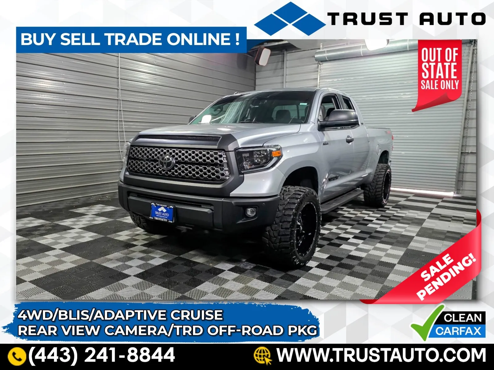 2019 Toyota Tundra SR5 4WD Double Cab 5.7L V8 Pickup Truck w/Off-Road Pkg for sale in Sykesville, MD