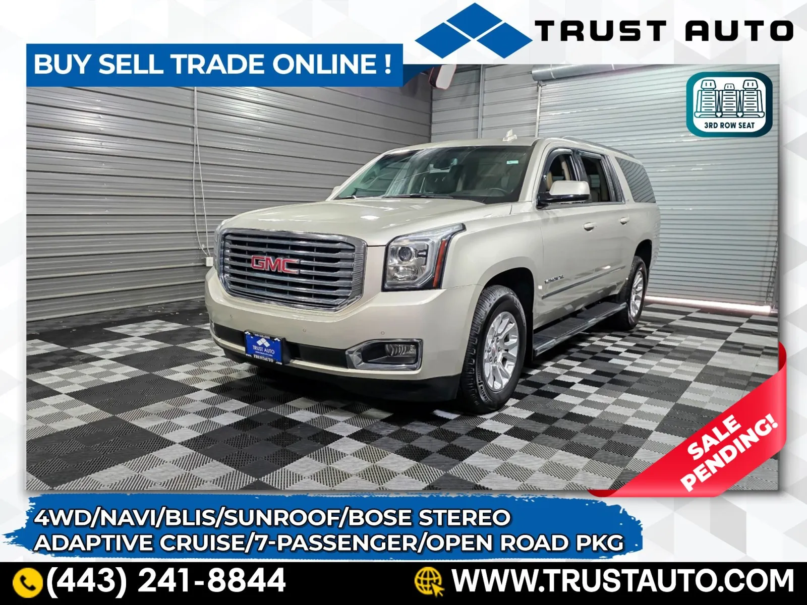2017 GMC Yukon XL SLT 4WD 7-Passenger SUV w/Open Road Pkg for sale in Sykesville, MD